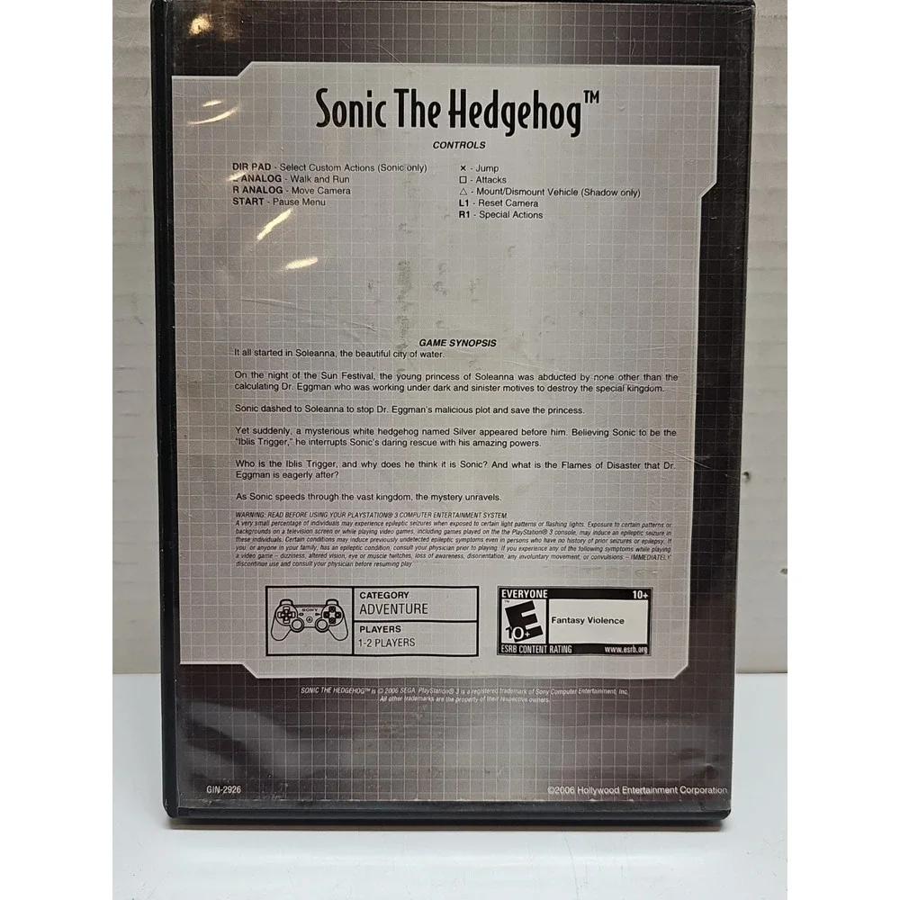 Sonic the Hedgehog (Sony PlayStation 3, 2007) PS3